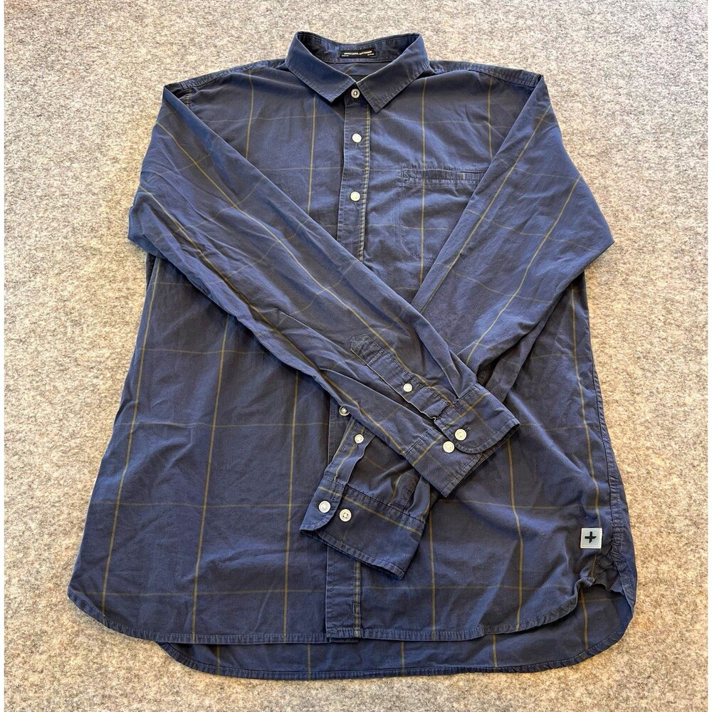 TAVIK Men’s Blue Plaid Long Sleeve Button-Up Shirt Pockets Size L